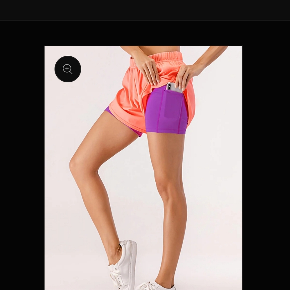 BundleAnna Kaci 2 n 1 W/pockets Workout Orange Sherbet & Purple SZ M VGUC Shorts - Picture 4 of 16